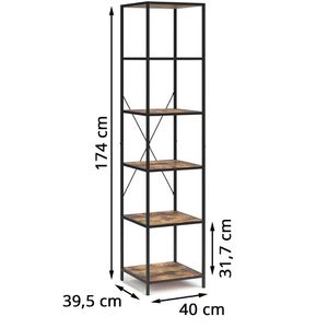 Produktbild für Bücherregal Vicco Fyrk, schwarz / dunkelbraun