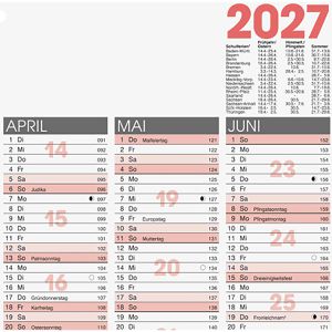 Produktbild für Tafelkalender Brunnen 1070140007, rot, mit Ferienübersicht