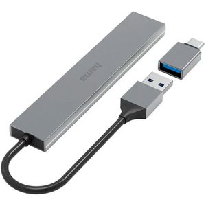 Produktbild für USB-Hub Hama Ultra Slim 200141, grau