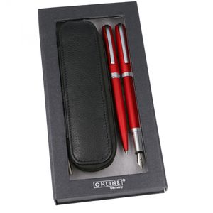 Produktbild für Schreibset Online Eleganza Satin Red, 34644, 2-teilig