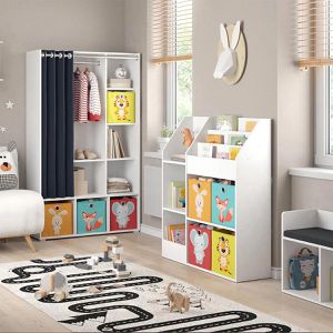 Produktbild für Bücherregal Vicco Luigi, weiß, mit 4 Faltboxen