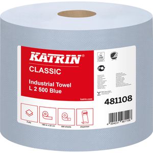 Produktbild für Putztuchrolle Katrin Classic L 2, 481108, aus Zellstoff, blau