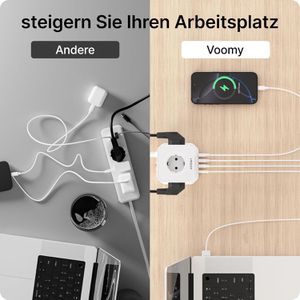 Produktbild für Steckdosenwürfel Voomy Power Cube S5, mit Schalter, weiß