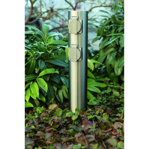 Produktbild für Gartensteckdose Heitronic Tokio, silber, anschraubbar