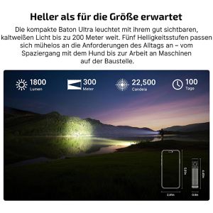 Produktbild für Taschenlampe Olight Baton Ultra, LED, aufladbar