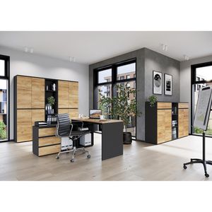 Produktbild für Schreibtisch Germania Lissabon 4187, eiche / graphit