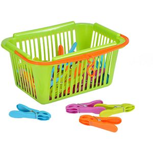 Böttcher-AG Wäscheklammern farbig sortiert, 30 Klammern im Wäscheklammerkorb, aus Kunststoff, 30 Stück