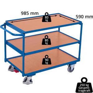 Produktbild für Tischwagen VARIOfit sw-600.601, aus Metall &amp; Holz