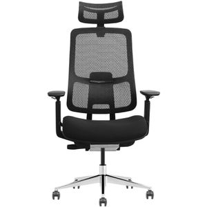 LMG Bürostuhl T2-BH-02, schwarz, Stoff / Netz, mit Kopfstütze, bis 113 kg