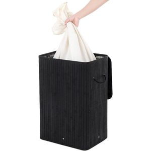 Produktbild für Wäschekorb Songmics LCB10B, schwarz, mit Deckel