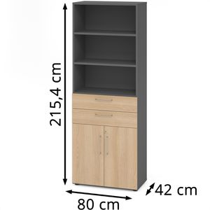 Produktbild für Kombischrank Hammerbacher Serie 9 Advanced, eiche / graphit