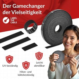 Produktbild für Klettband Label-the-cable Rip Strap, schwarz