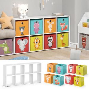 Produktbild für Bücherregal Vicco Scutum, weiß, mit 8 Faltboxen