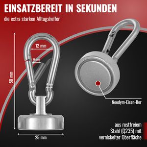 Produktbild für Hakenmagnet Poppstar 1010700, Neodym, Magnet-Karabiner
