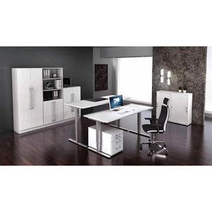 Produktbild für Schreibtisch Hammerbacher XDSM 19, weiß / silber