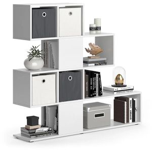 Produktbild für Bücherregal Vicco Hylda, weiß, mit 4 Faltboxen