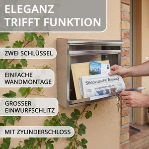 Produktbild für Briefkasten Böttcher-AG BK01, Premium, silber, aus Stahl