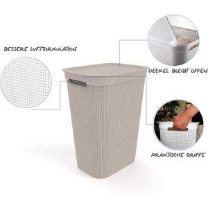 Produktbild für Wäschekorb Rotho Brisen, cappuccino, mit Deckel