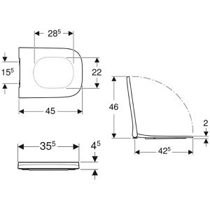 Produktbild für WC-Sitz Geberit Smyle Square 500.687.01.1, D-Form, Duroplast