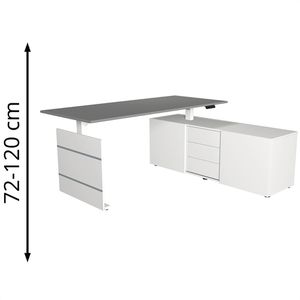Produktbild für Schreibtisch Kerkmann Move 3, 3846, graphit, mit Sideboard
