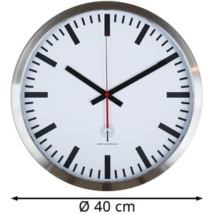 Produktbild für Wanduhr Eurotime 56862, Aluminium, analog, Funkuhr