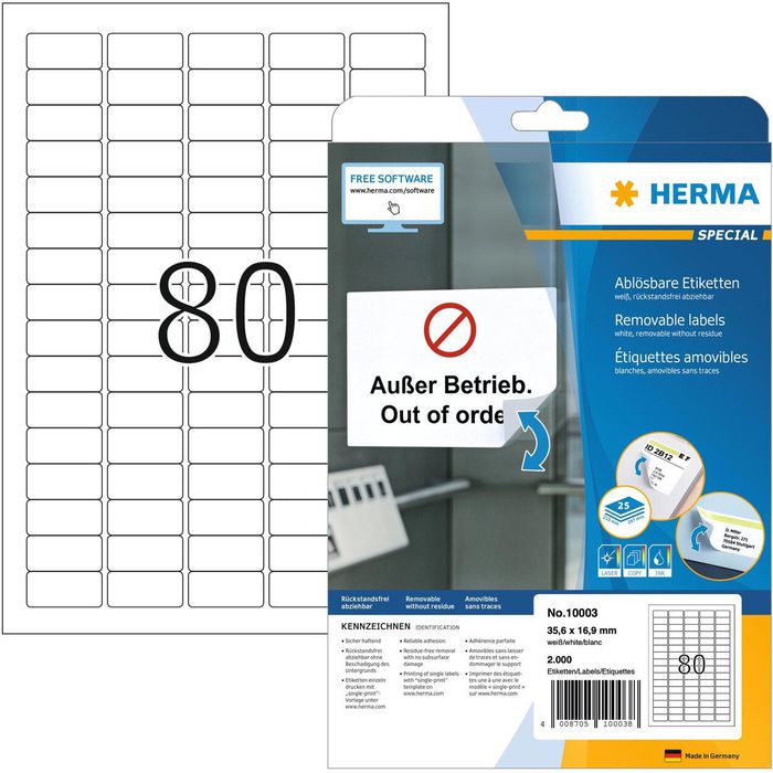 HERMA Movables Etiketten weiß 35,6 x 16,9 mm HERMA Movables Etiketten weiß 35,6 x 16,9 mm