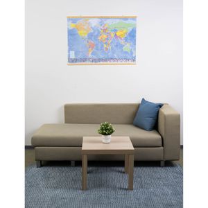 Produktbild für Weltkarte GeoMetro Deutsch inkl. Stickerbogen, mit Holzleisten
