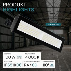 Produktbild für LED-Hallenstrahler Luxula LX500141, 100 Watt
