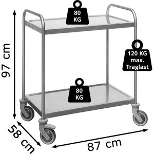Produktbild für Servierwagen Köhler 27949, silber, aus Edelstahl