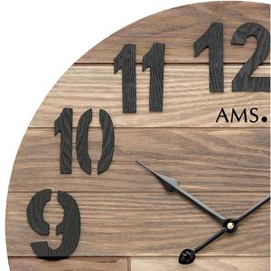 Produktbild für Wanduhr AMS 9569, Holz, analog, Quarzuhr