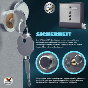 Produktbild für Briefkasten Monzana 109596, schwarz/silber, aus Stahl