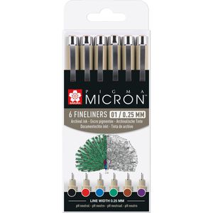 Produktbild für Fineliner Sakura Pigma Micron, POXSDK016, farbig sortiert