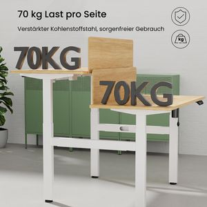 Produktbild für Schreibtisch FlexiSpot EH1W, Doppelarbeitsplatz, ahorn / weiß