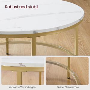 Produktbild für Couchtisch Vasagle LCT071W59, Holz / Glas, weiß marmoriert