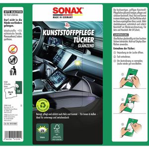 Produktbild für Reinigungstücher Sonax Kunststoffpflege glänzend, feucht
