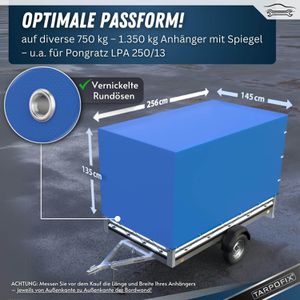 Produktbild für Anhänger-Plane Tarpofix HP5, wasserdichte Hochplane