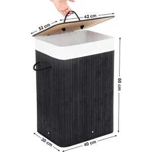 Produktbild für Wäschekorb Songmics LCB10B, schwarz, mit Deckel