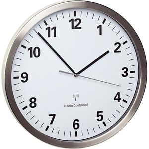 Produktbild für Wanduhr TFA 60.3523, Edelstahl, analog, Funkuhr