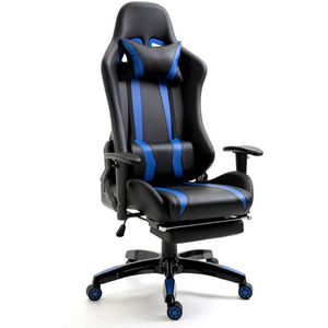 Svita Gaming-Stuhl 92209, mit Fußstütze, schwarz / blau, Kunstleder, Kopfstütze, bis 100 kg