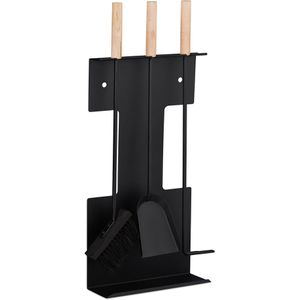 Produktbild für Kaminbesteck Relaxdays 10028788, aus Metall, schwarz, 4-teilig