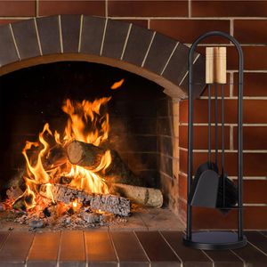 Produktbild für Kaminbesteck Relaxdays 10028780 aus Metall, schwarz, 4-teilig