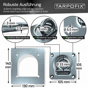 Produktbild für Zurrösen Tarpofix für Transporter und Anhänger mit Gegenplatte
