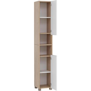 Produktbild für Badschrank Schildmeyer Juba 151658, mit 4 Füßen, weiß / eiche