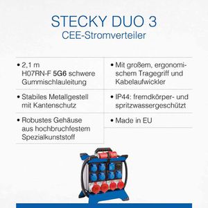 Produktbild für CEE-Stromverteiler as-Schwabe Stecky Duo 3, mobil, für außen