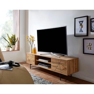 Produktbild für Lowboard Wohnling WL6.579, aus Massivholz, eiche