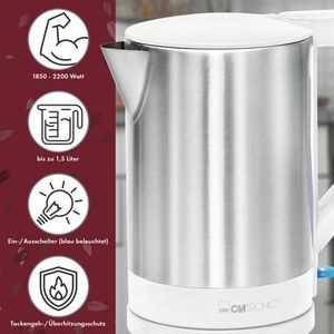 Produktbild für Wasserkocher Clatronic WKS 3692, silber-weiß