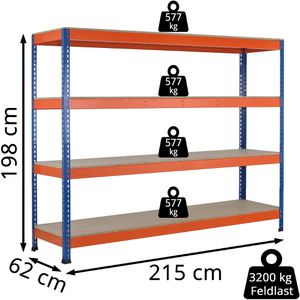 Produktbild für Weitspannregal Schulte 18271-N, 4 Holzböden