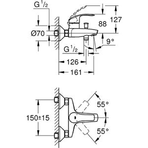 Produktbild für Badewannenarmatur GROHE Eurosmart 33300002, aus Messing