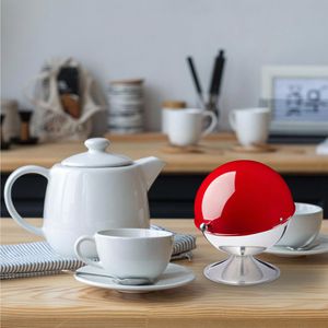 Produktbild für Zuckerdose Relaxdays 10030868 Zuckerkugel, silber / rot