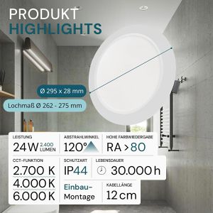 Produktbild für LED-Einbaustrahler Luxula LX300143, warm- bis kaltweiß